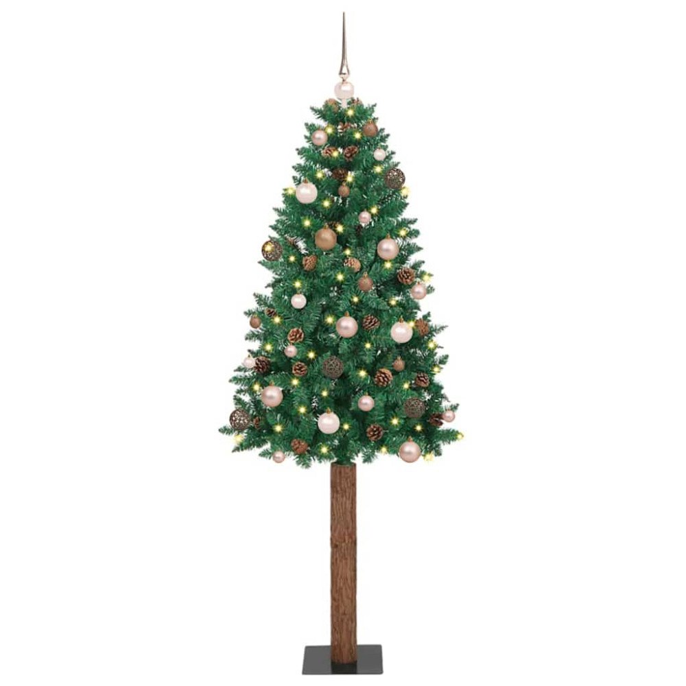 vidaXL Smal julgran med 300 LED-lampor Grön 180 cm PVC och solid furu
