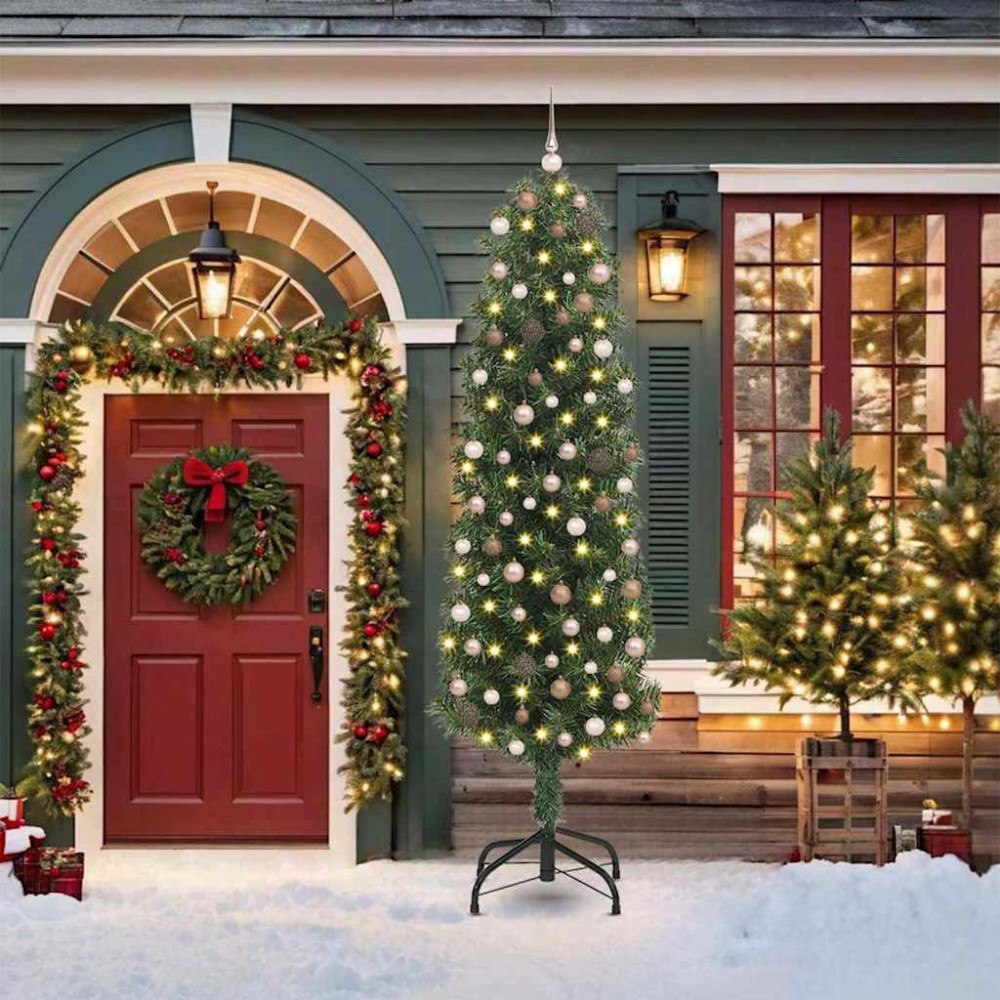 vidaXL Konstgjord julgran Grön 210 cm PVC och stål och plast