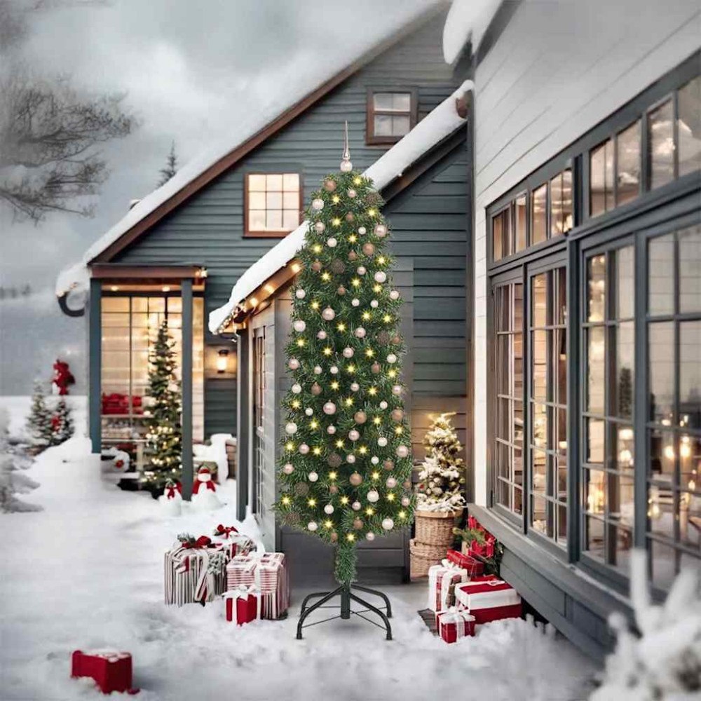 vidaXL Konstgjord julgran Grön 240 cm PVC och stål och plast