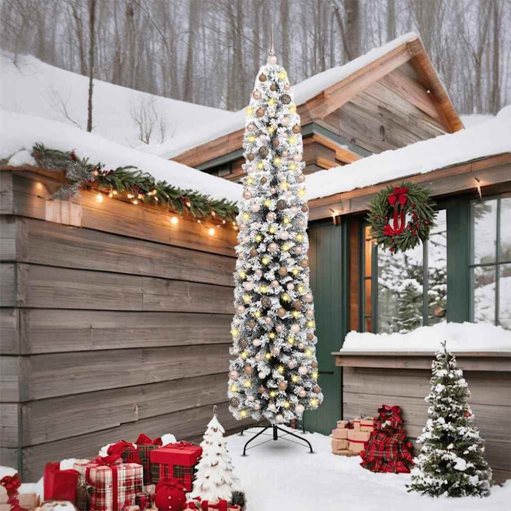 vidaXL Konstgjord julgran Grön 240 cm PVC och stål och plast