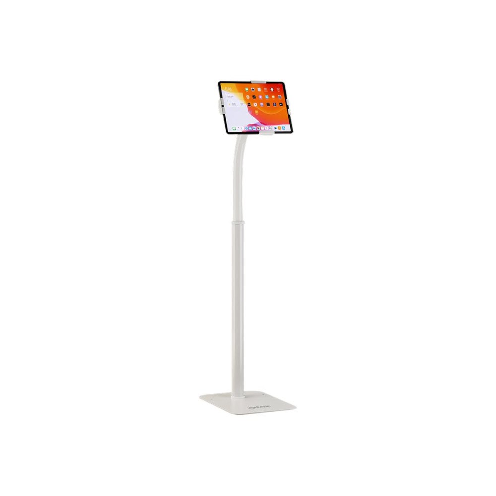 Manhattan Manhattan Floor Stand (Anti theft) for Tablet and iPad, Universal, 360° Rotation, Tilt +20° to -110°, White, Lockable, T...