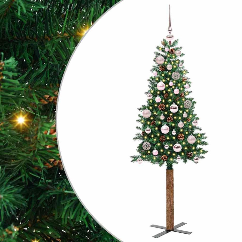 vidaXL Smal julgran med 150 LED-lampor Grön 150 cm PVC och solid furu