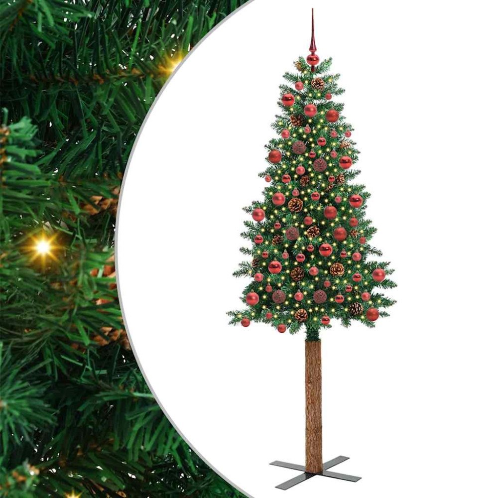vidaXL Smal julgran med 300 LED-lampor Grön 180 cm PVC och solid furu