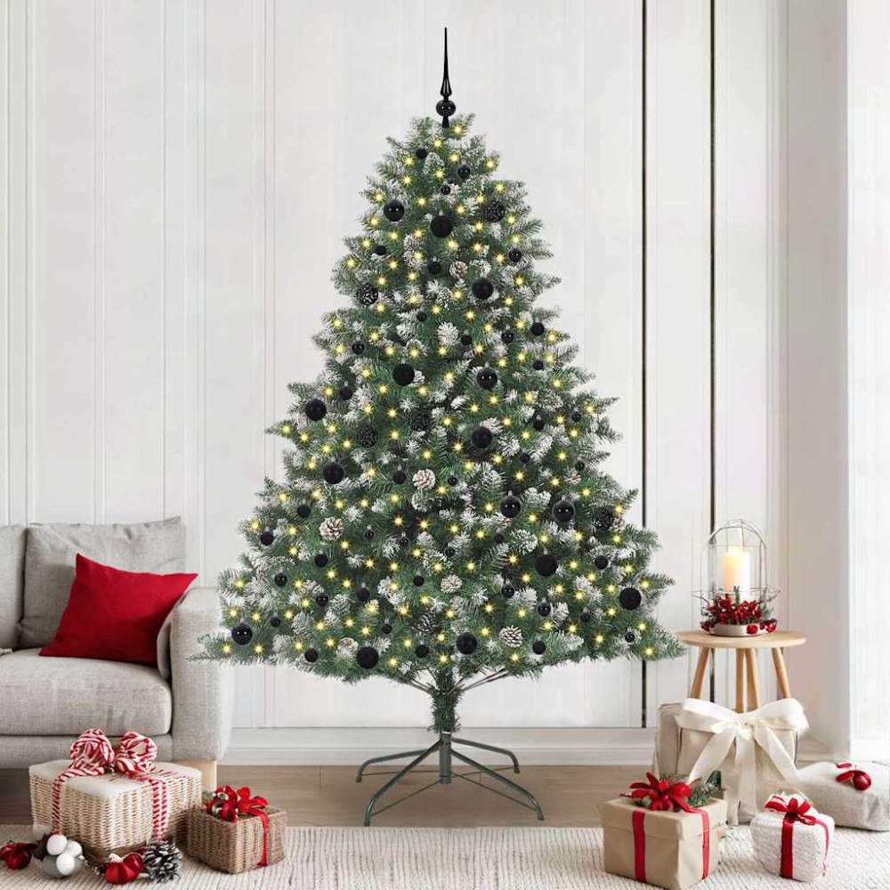 vidaXL Konstgjord julgran med 300 LED-lampor Grön 140 x 140 x 210 cm