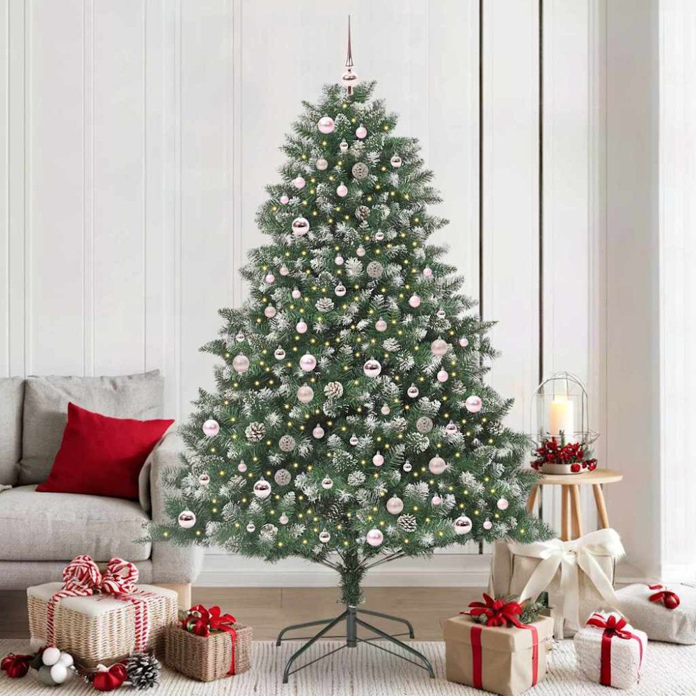 vidaXL Konstgjord julgran med 300 LED-lampor Grön 140 x 140 x 210 cm