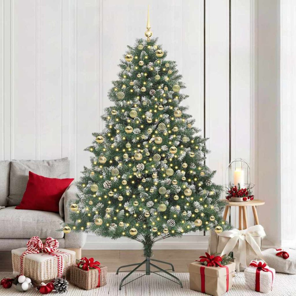 vidaXL Konstgjord julgran med 300 LED-lampor Grön 140 x 140 x 210 cm