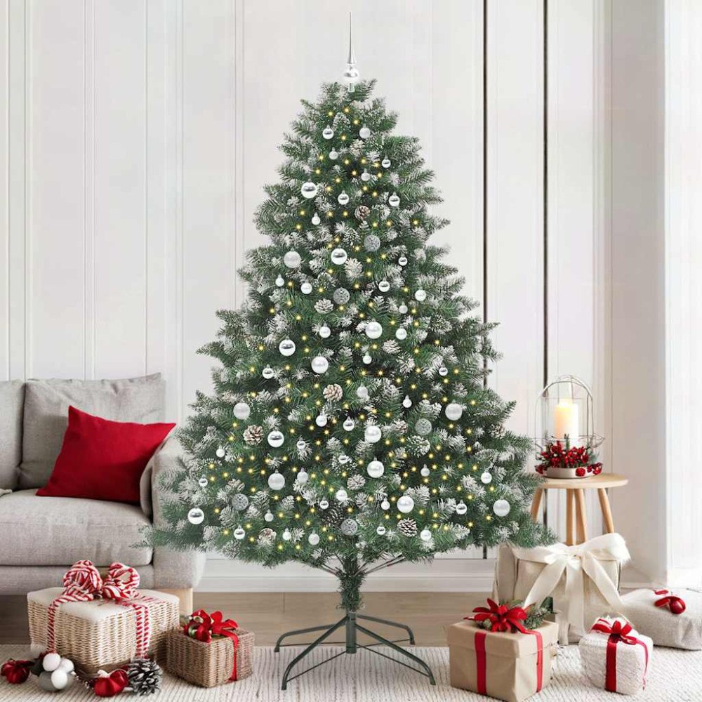 vidaXL Konstgjord julgran med 300 LED-lampor Grön 140 x 140 x 210 cm