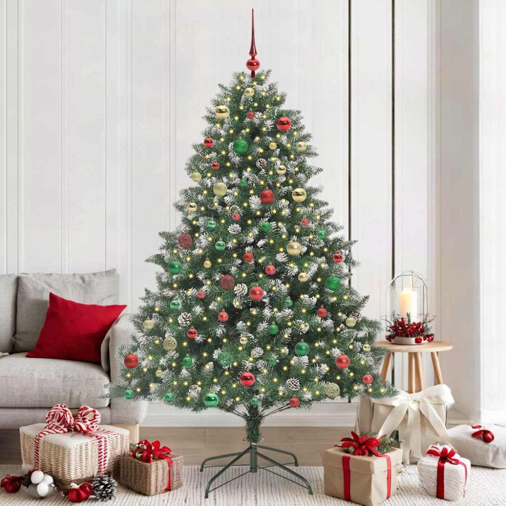 vidaXL Konstgjord julgran med 300 LED-lampor Grön 140 x 140 x 210 cm