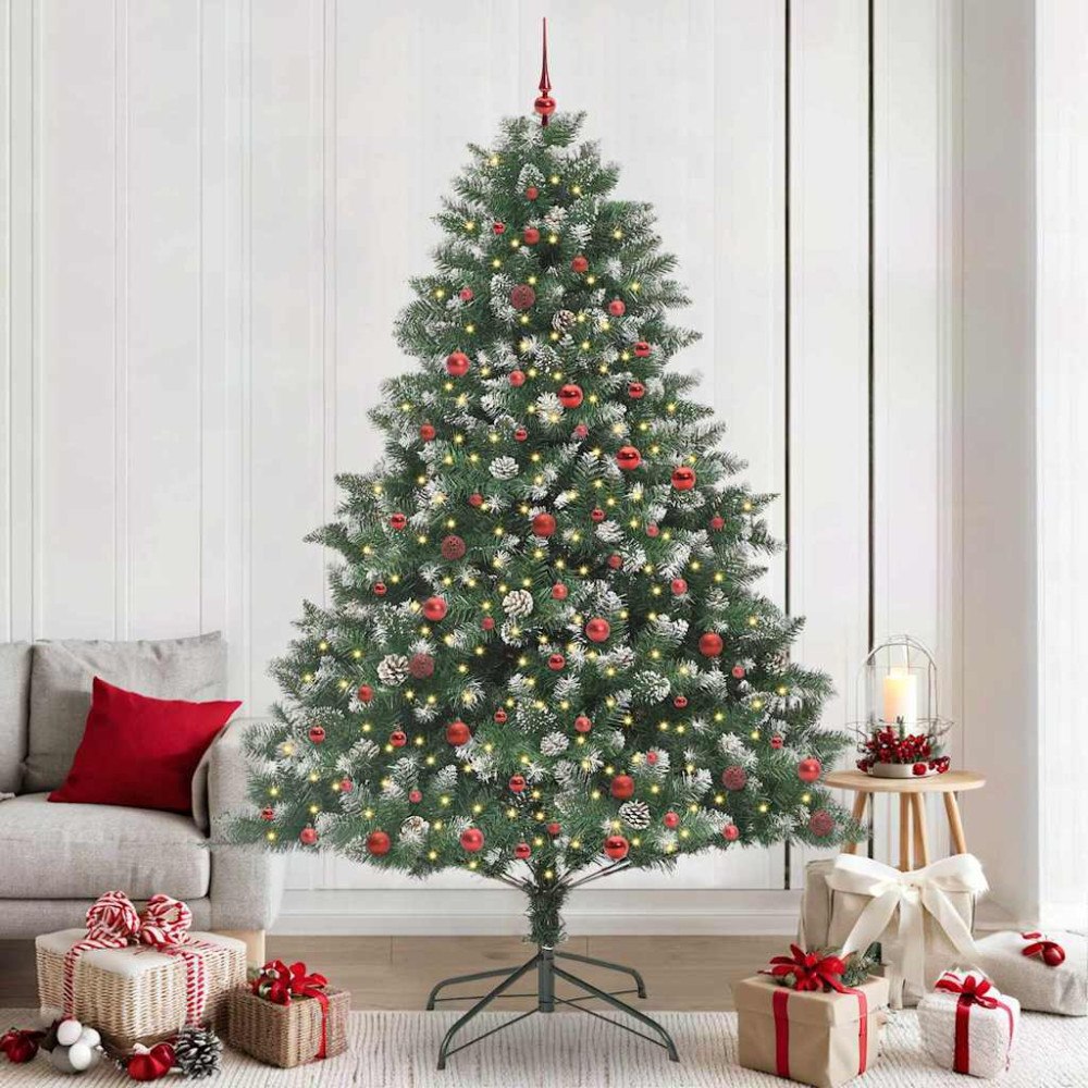 vidaXL Konstgjord julgran med 300 LED-lampor Grön 160 x 160 x 240 cm