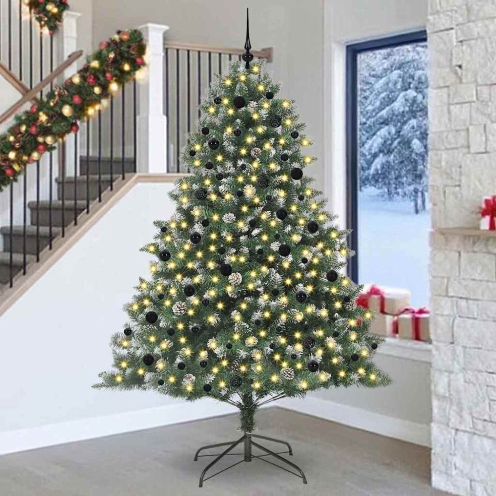 vidaXL Konstgjord julgran med 300 LED-lampor Grön 160 x 160 x 240 cm