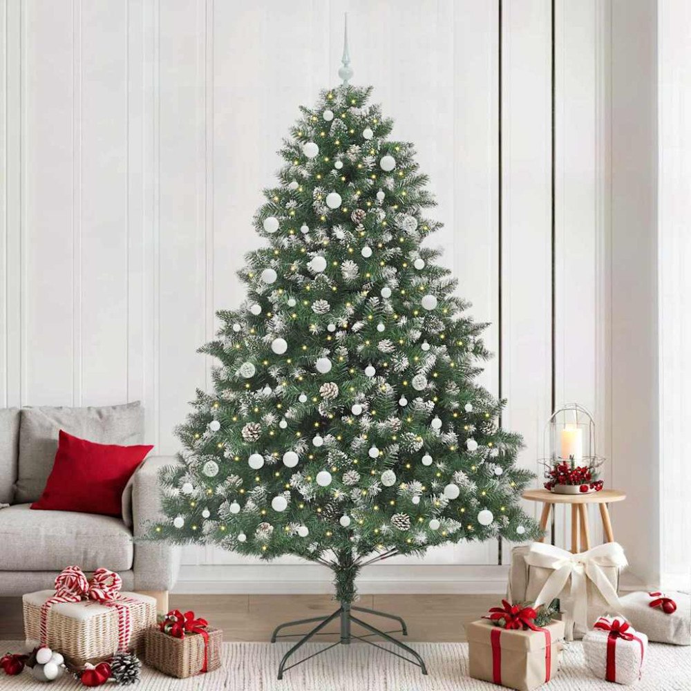 vidaXL Konstgjord julgran med 300 LED-lampor Grön 160 x 160 x 240 cm