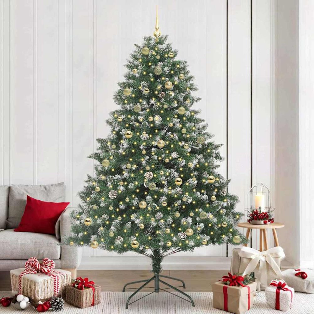 vidaXL Konstgjord julgran med 300 LED-lampor Grön 160 x 160 x 240 cm