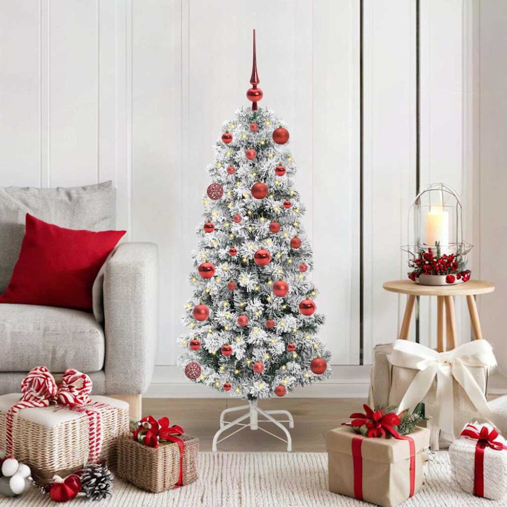vidaXL Plast Hingad Julgran med LED -remsljus 120 cm PVC