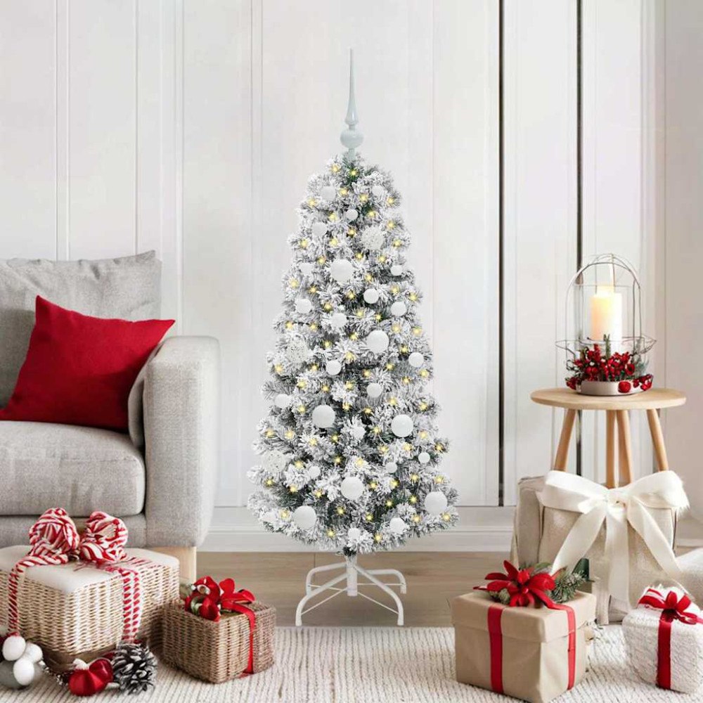 vidaXL Plast Hingad Julgran med LED -remsljus 120 cm PVC