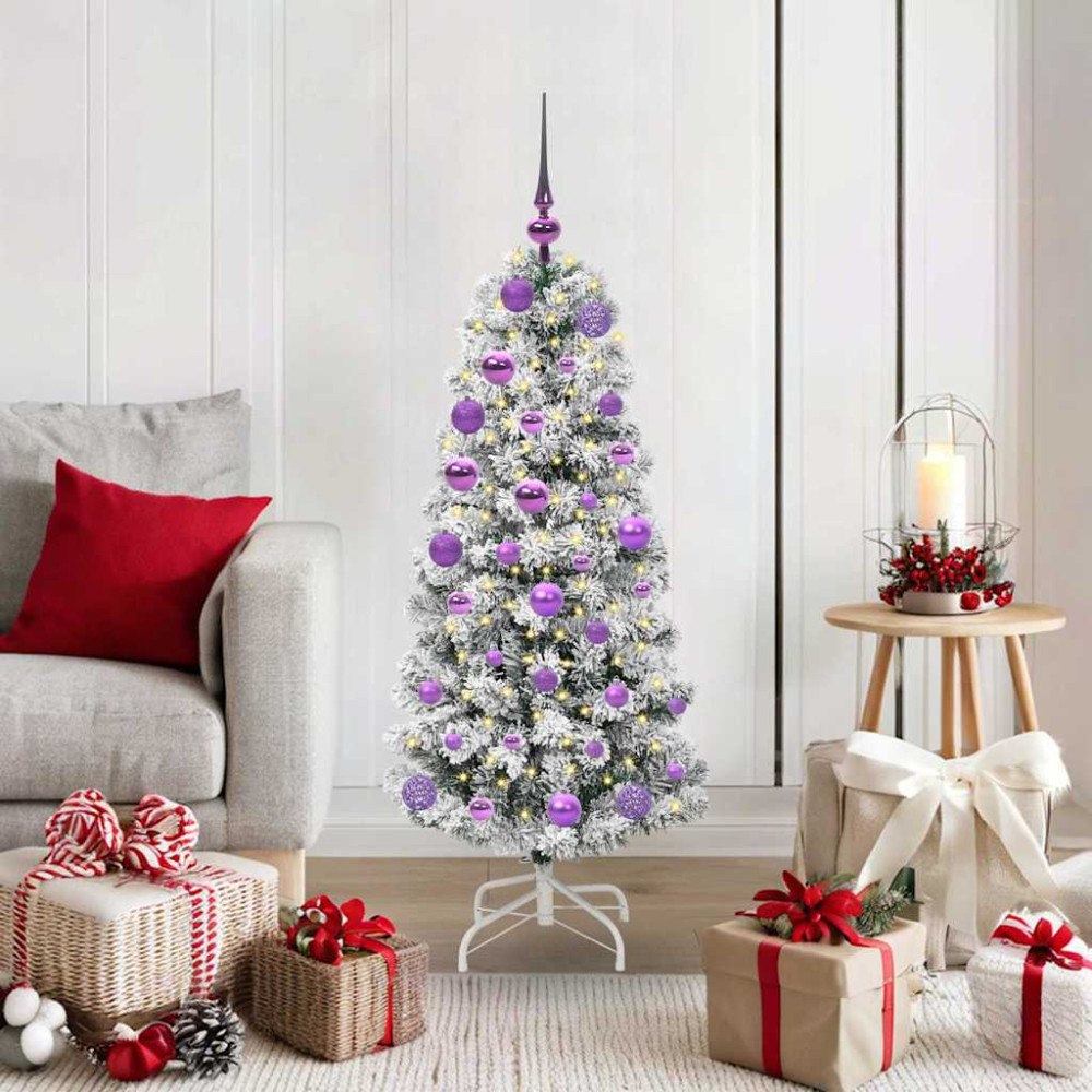 vidaXL Plast Hingad Julgran med LED -remsljus 120 cm PVC