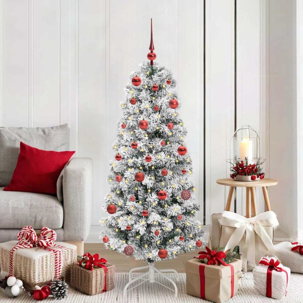 vidaXL Plast Hingad Julgran med LED -remsljus 150 cm PVC