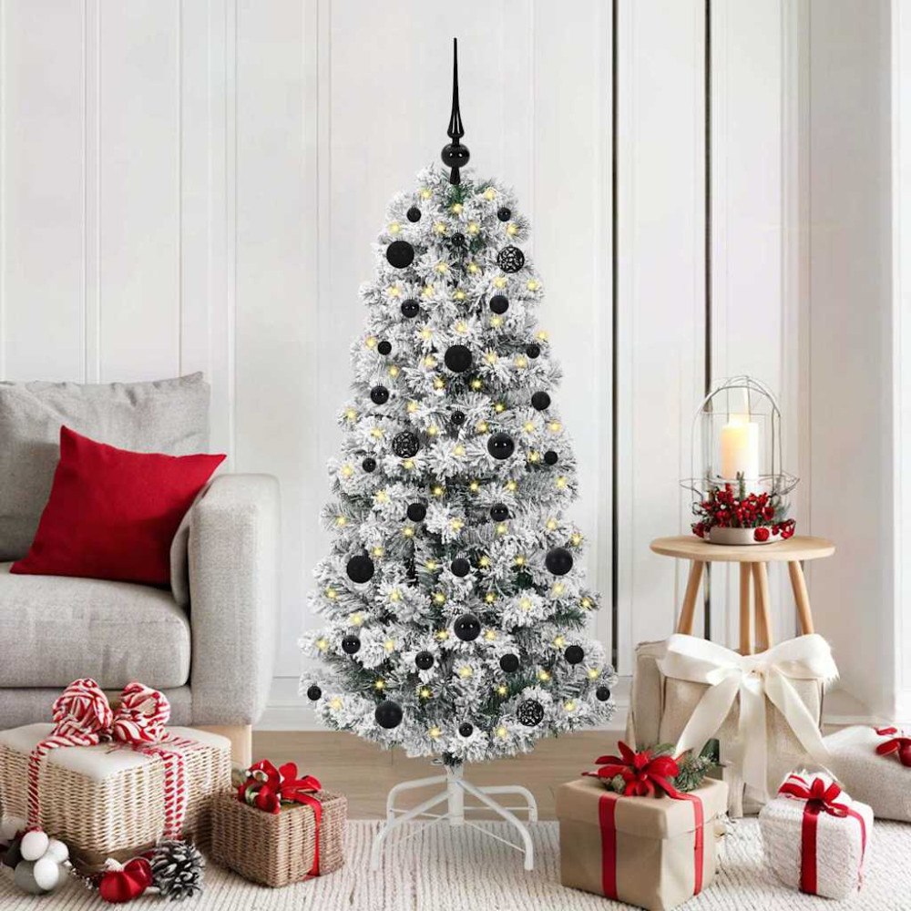 vidaXL Plast Hingad Julgran med LED -remsljus 150 cm PVC