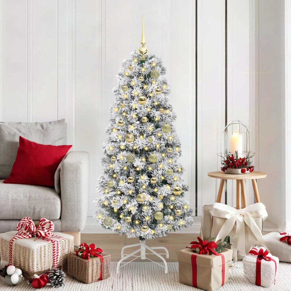 vidaXL Plast Hingad Julgran med LED -remsljus 150 cm PVC