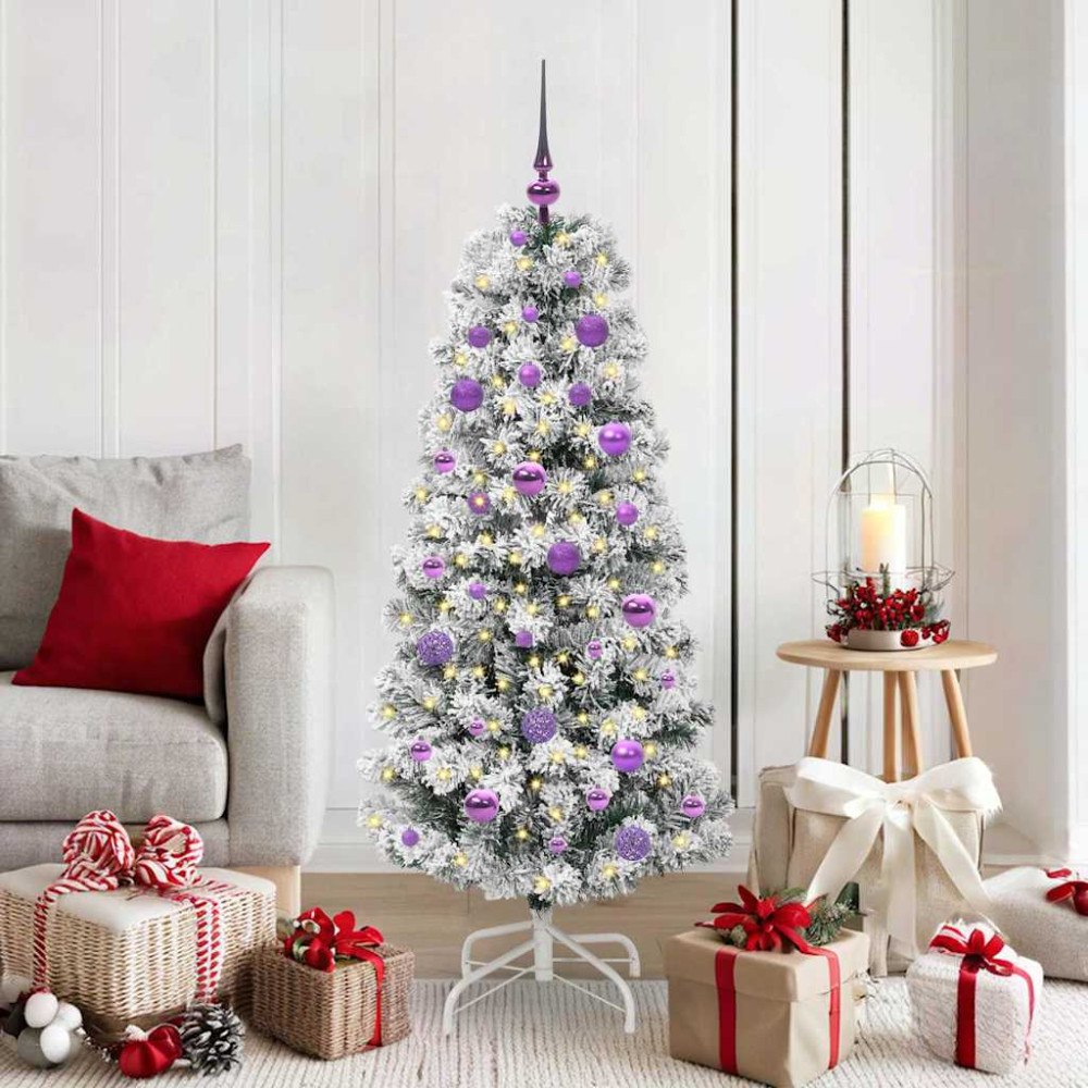 vidaXL Plast Hingad Julgran med LED -remsljus 150 cm PVC