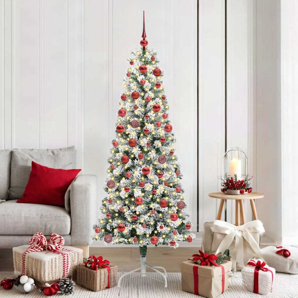 vidaXL Plast Hingad Julgran med LED -remsljus 180 cm PVC