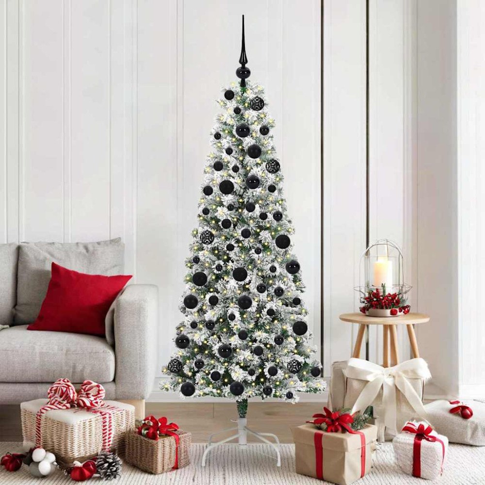 vidaXL Plast Hingad Julgran med LED -remsljus 180 cm PVC