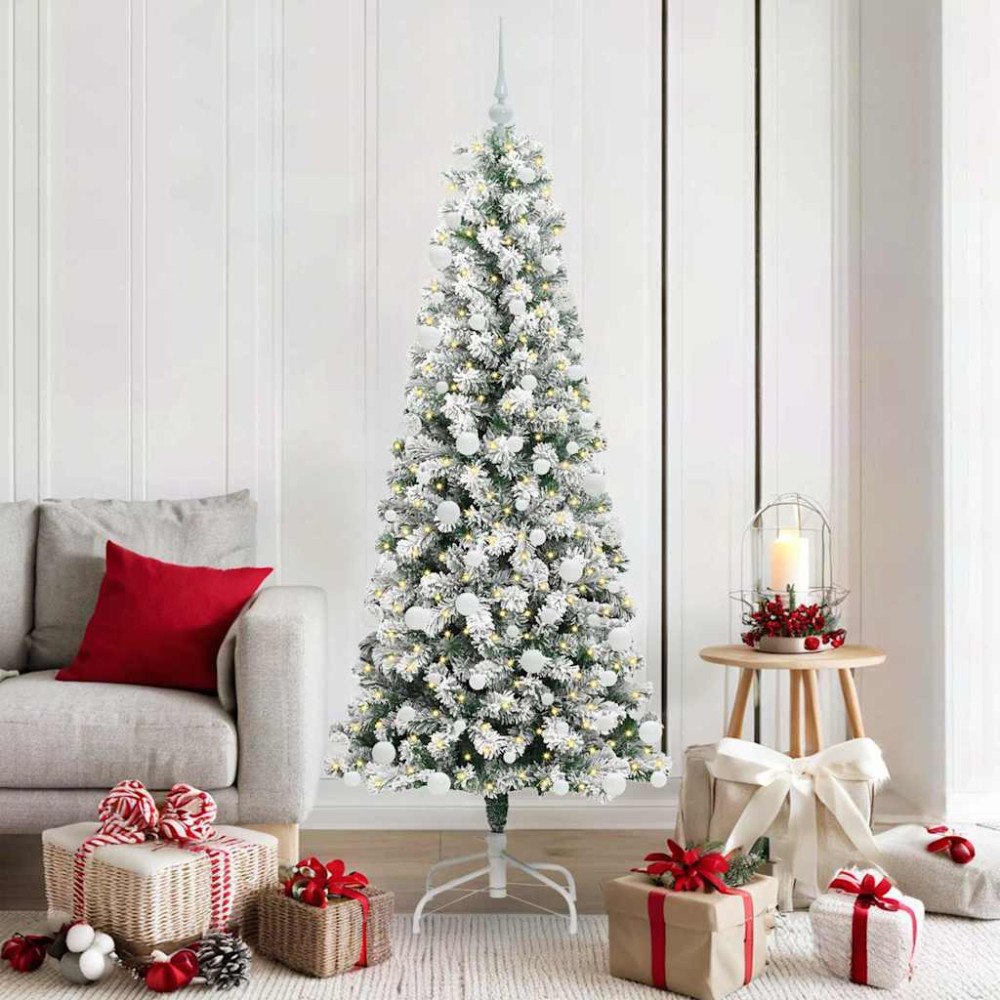 vidaXL Plast Hingad Julgran med LED -remsljus 180 cm PVC