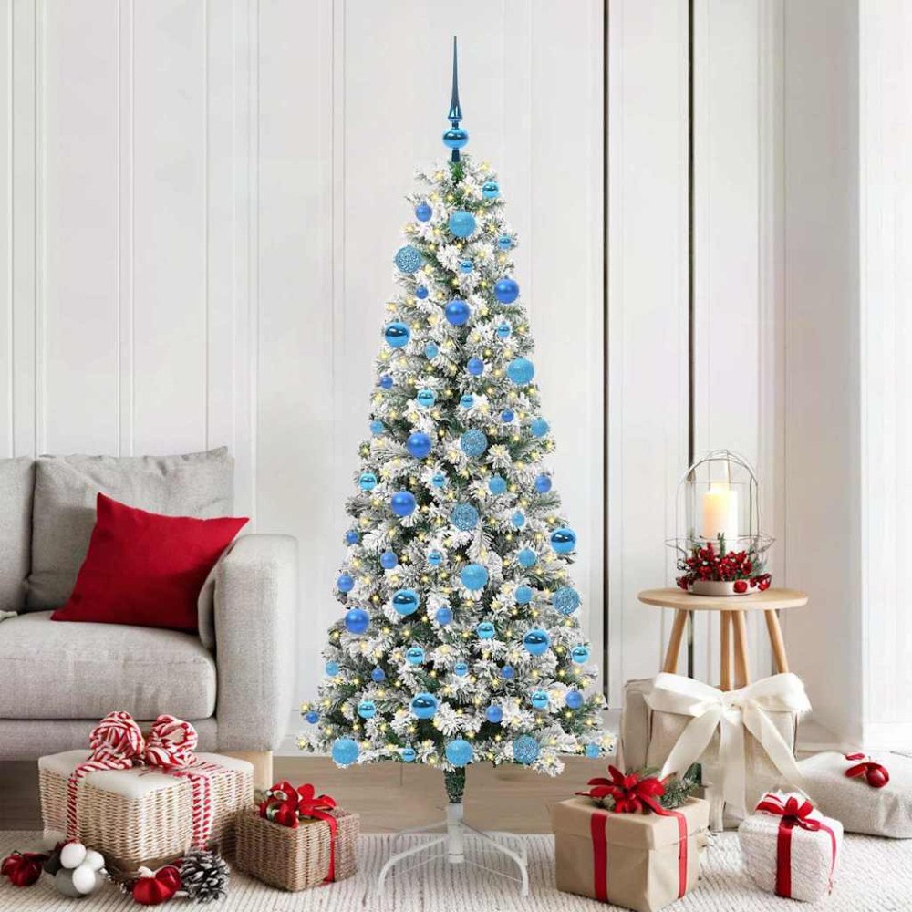 vidaXL Plast Hingad Julgran med LED -remsljus 180 cm PVC