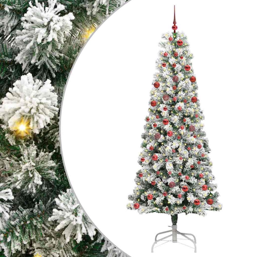 vidaXL Plast Hingad Julgran med LED -remsljus 210 cm PVC