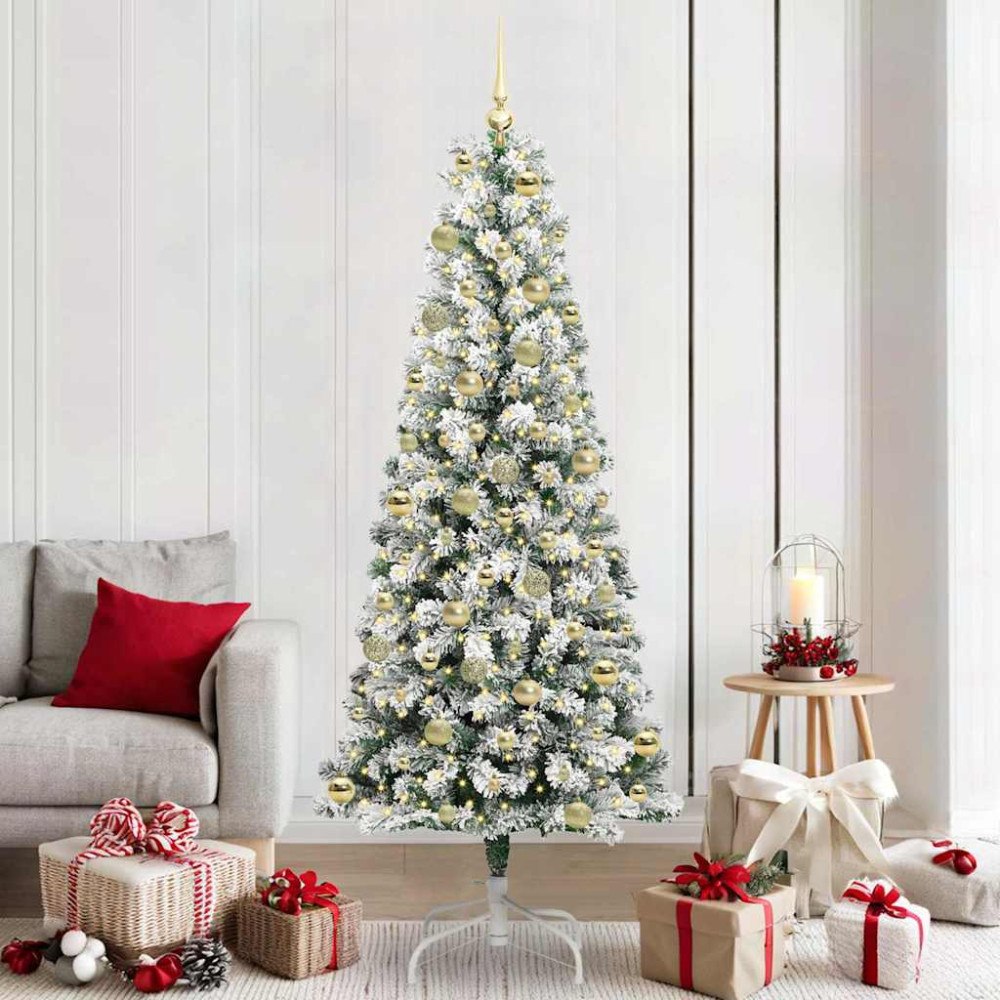 vidaXL Plast Hingad Julgran med LED -remsljus 210 cm PVC
