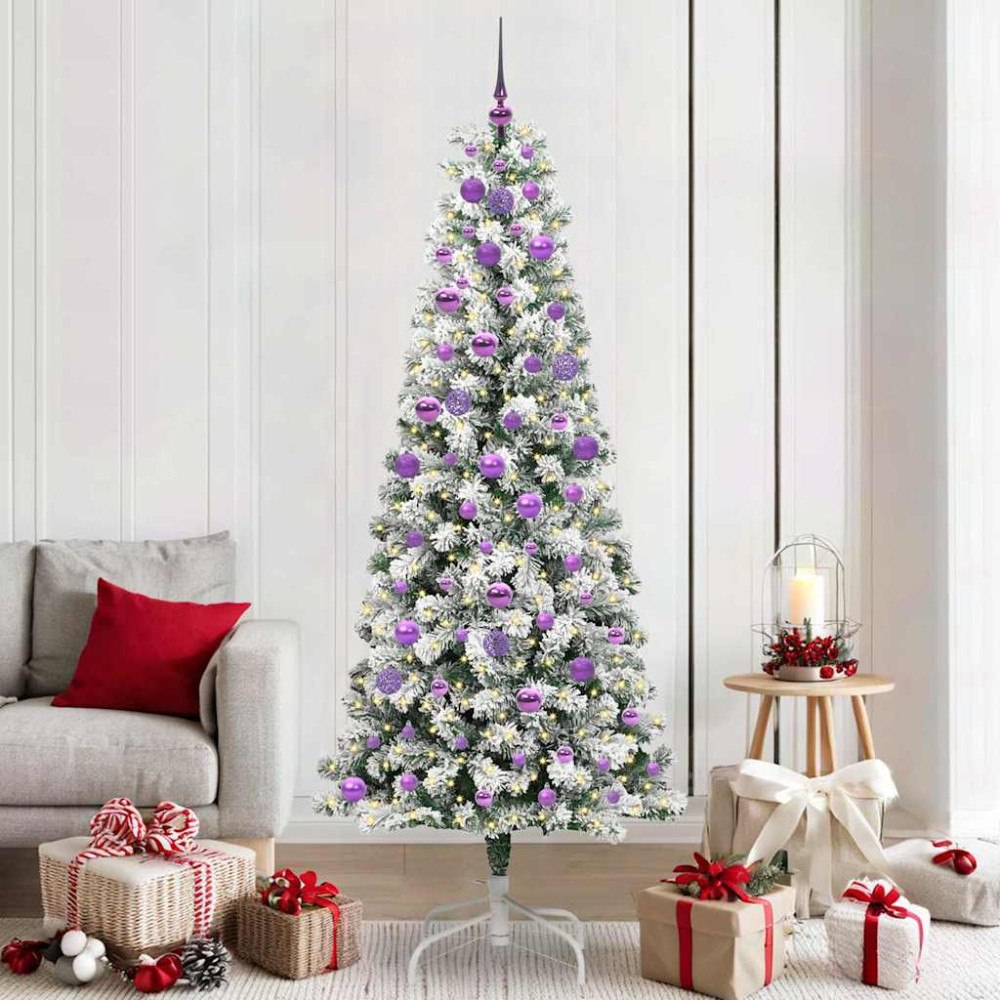 vidaXL Plast Hingad Julgran med LED -remsljus 210 cm PVC