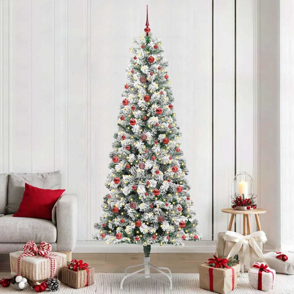 vidaXL Plast Hingad Julgran med LED -remsljus 240 cm PVC