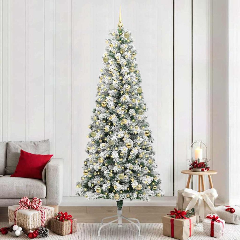 vidaXL Plast Hingad Julgran med LED -remsljus 240 cm PVC