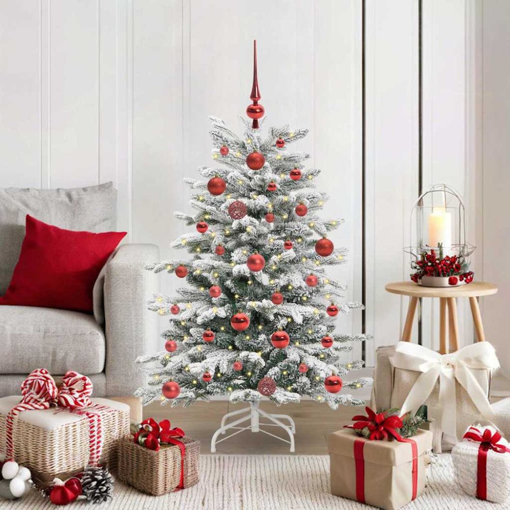 vidaXL Plast Hingad Julgran med LED -remsljus Vit 120 cm PE och PVC