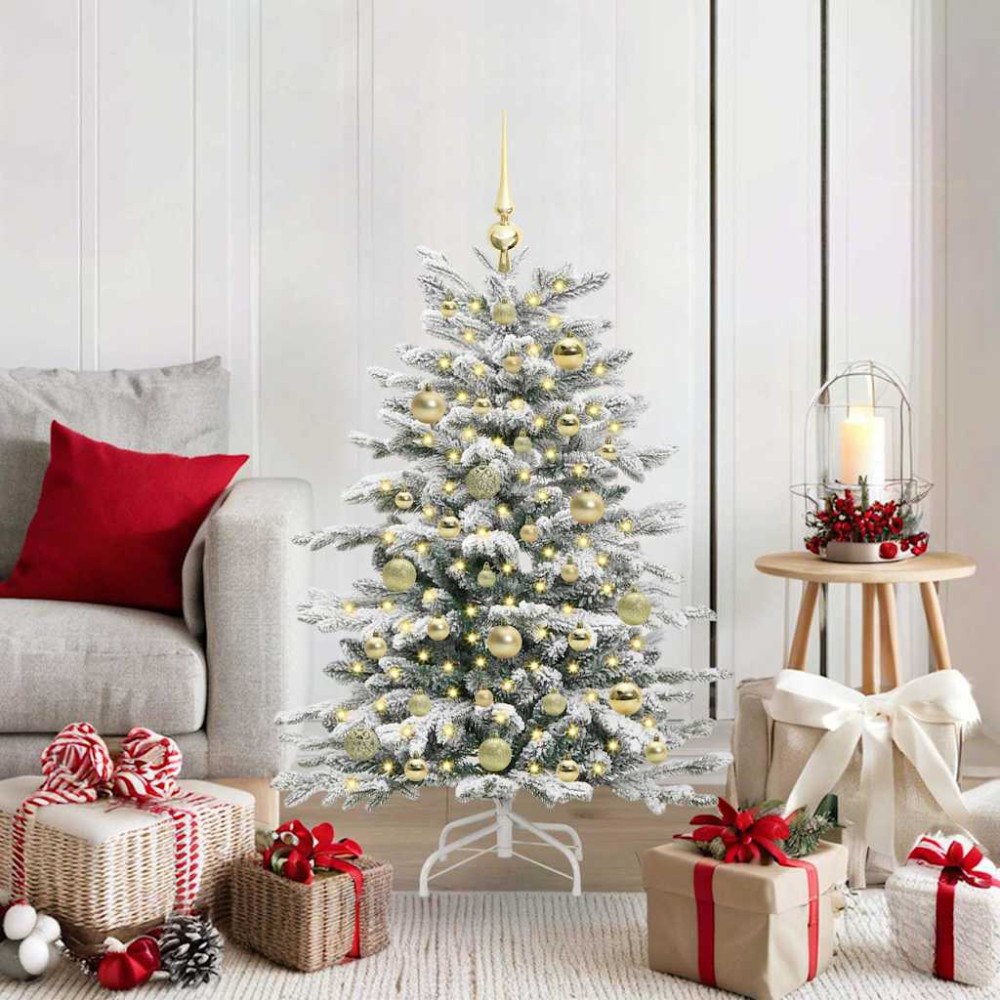vidaXL Plast Hingad Julgran med LED -remsljus Vit 120 cm PE och PVC
