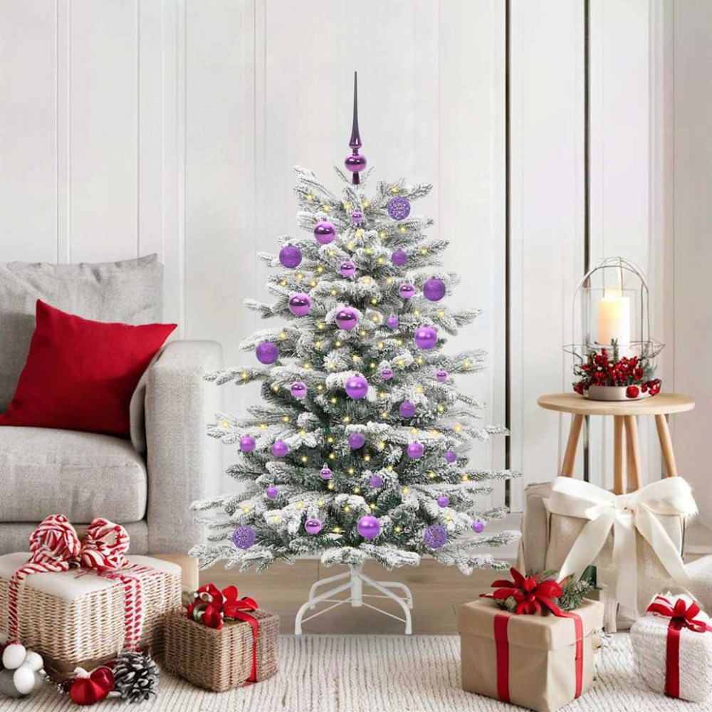 vidaXL Plast Hingad Julgran med LED -remsljus Vit 120 cm PE och PVC