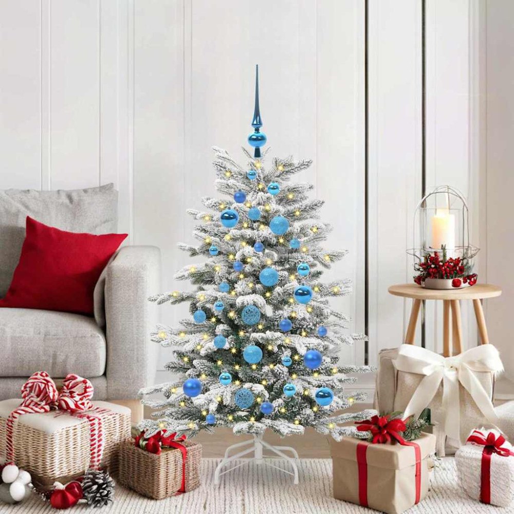 vidaXL Plast Hingad Julgran med LED -remsljus Vit 120 cm PE och PVC
