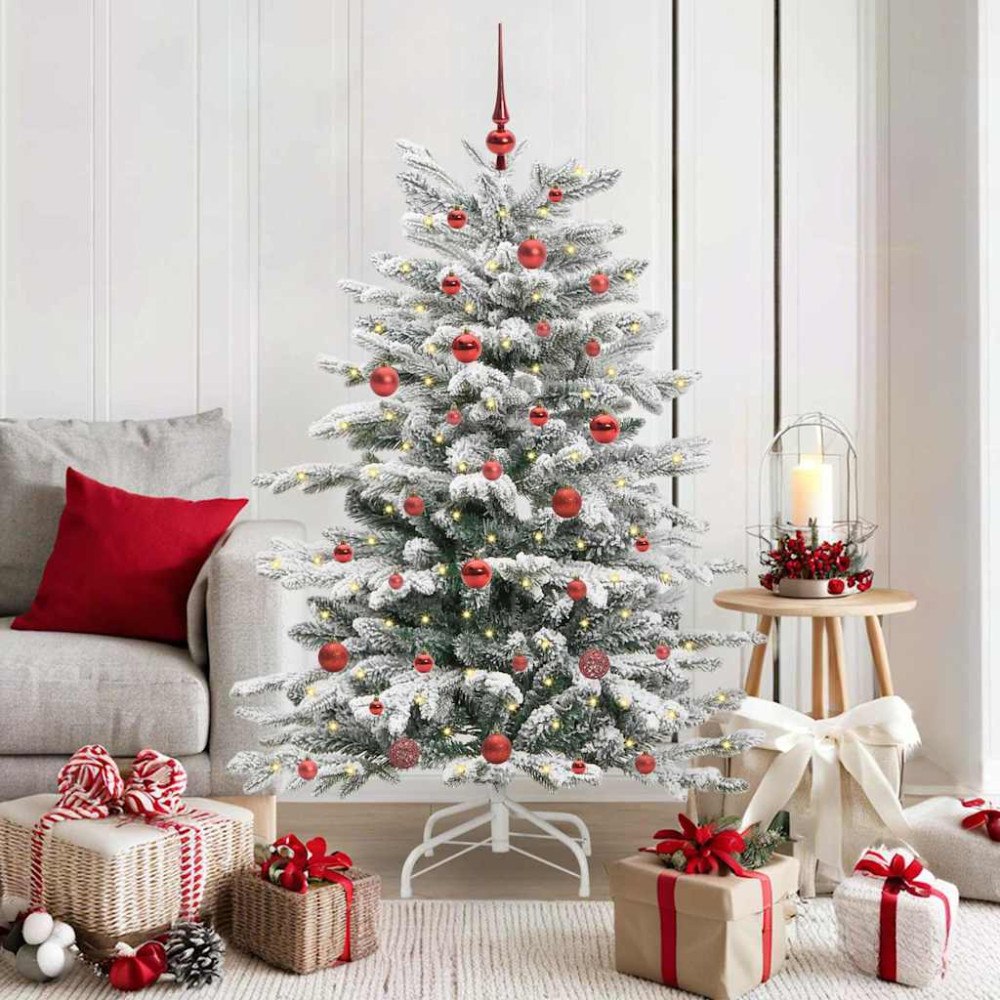 vidaXL Plast Hingad Julgran med LED -remsljus Vit 150 cm PE och PVC