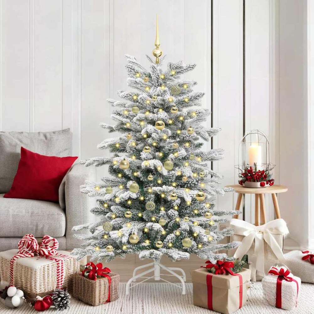 vidaXL Plast Hingad Julgran med LED -remsljus Vit 150 cm PE och PVC