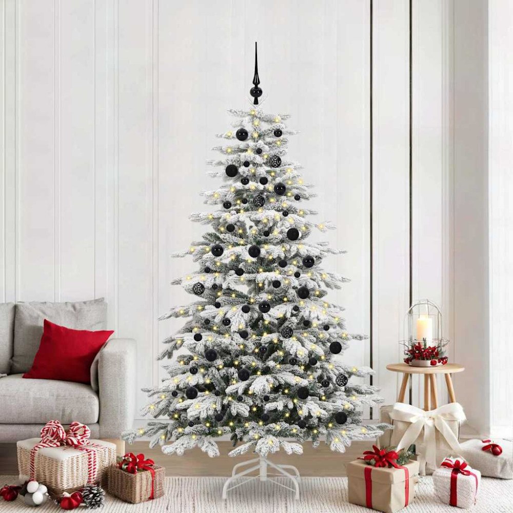 vidaXL Plast Hingad Julgran med LED -remsljus Vit 210 cm PE och PVC