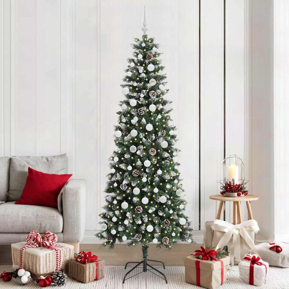 vidaXL Konstgjord julgran Grön 86 x 86 x 210 cm PVC och Plast och Stål
