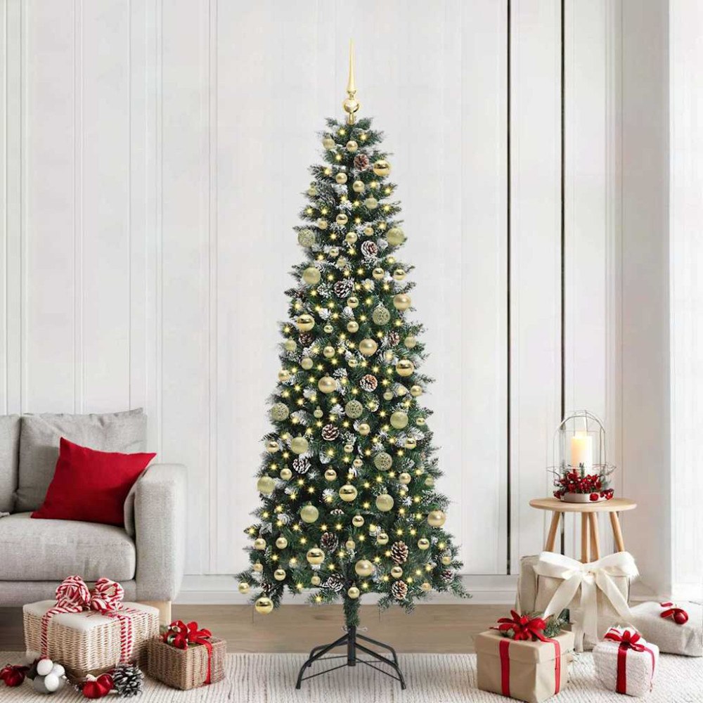 vidaXL Konstgjord julgran Grön 86 x 86 x 210 cm PVC och Plast och Stål