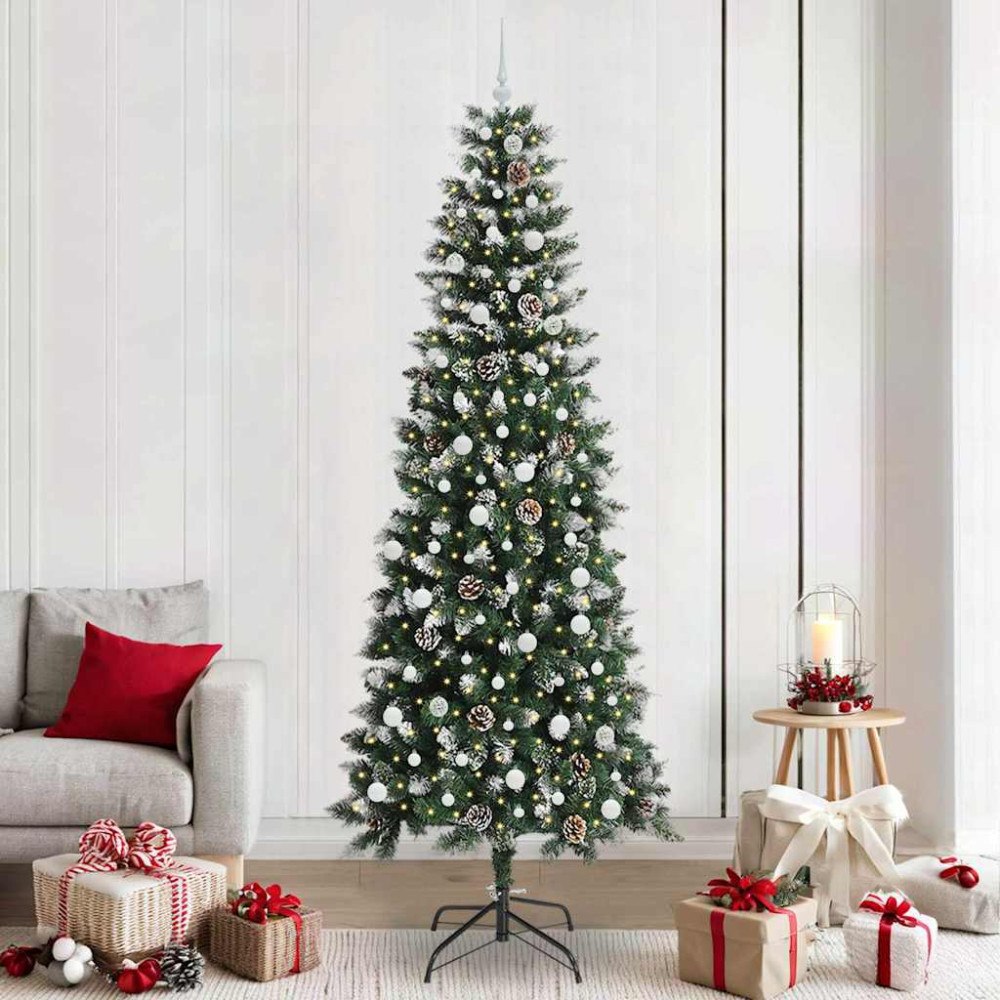 vidaXL Konstgjord julgran Grön 96 x 96 x 240 cm PVC och Plast och Stål