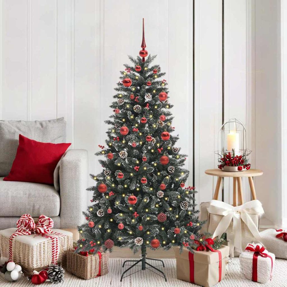 vidaXL Konstgjord julgran med 150 LED-lampor Grön 83.5 x 83.5 x 150 cm