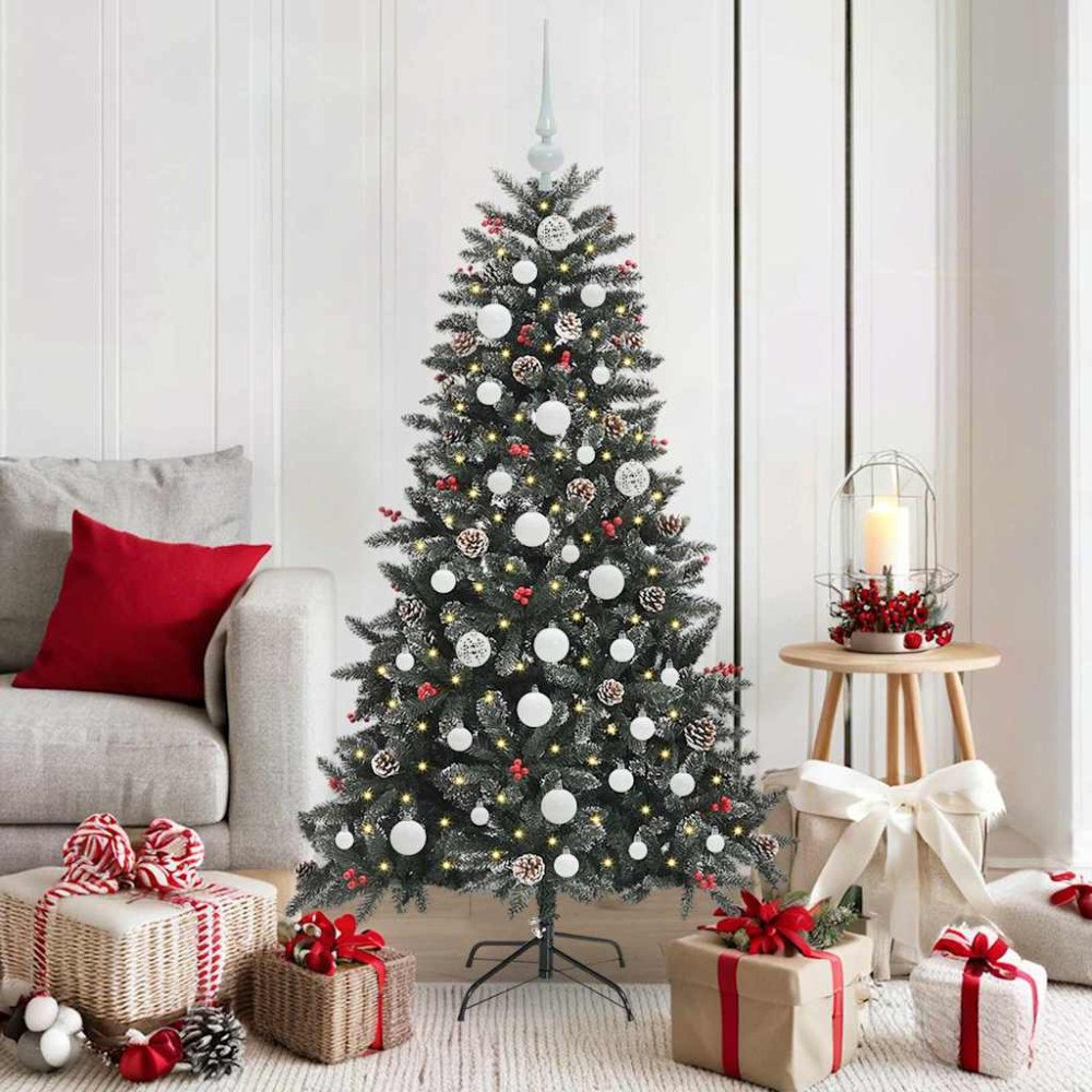 vidaXL Konstgjord julgran med 150 LED-lampor Grön 83.5 x 83.5 x 150 cm