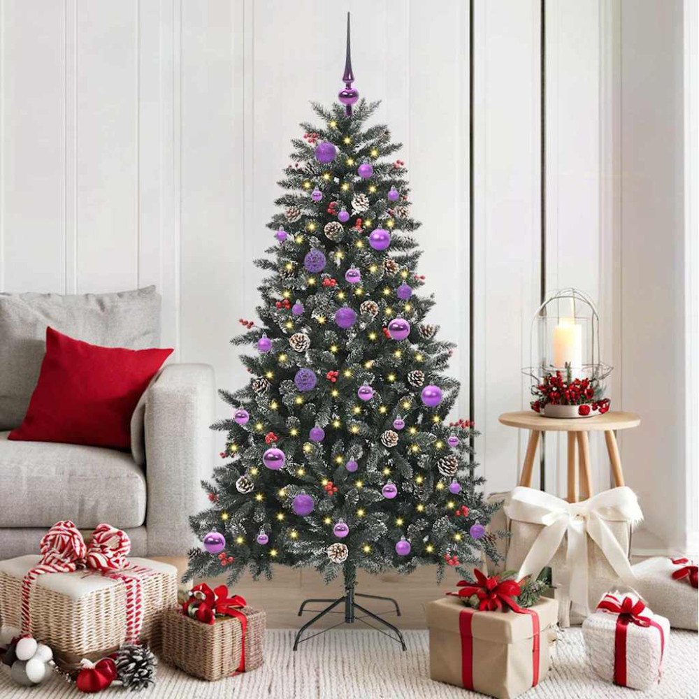 vidaXL Konstgjord julgran med 150 LED-lampor Grön 83.5 x 83.5 x 150 cm