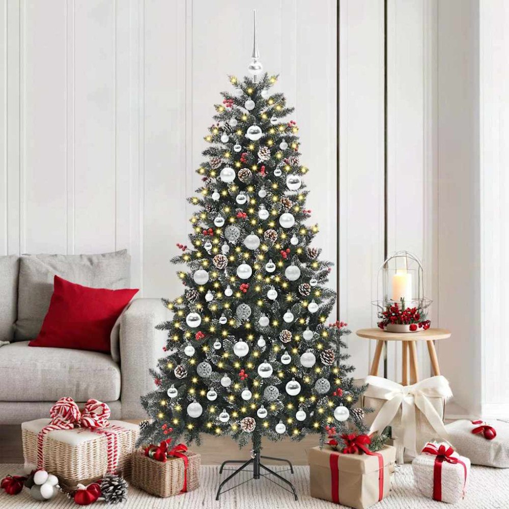 vidaXL Konstgjord julgran Grön 99 x 99 x 180 cm PVC och Plast och Stål