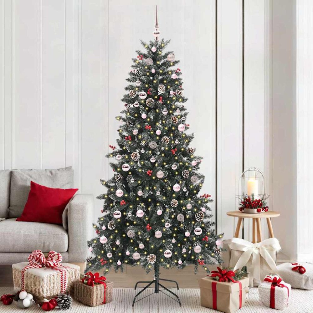 vidaXL Konstgjord julgran med 300 LED-lampor Grön 114 x 114 x 210 cm