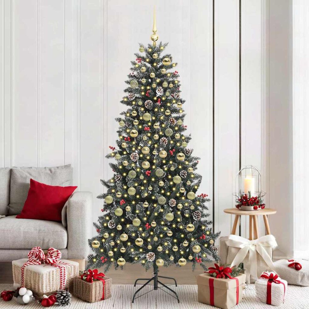 vidaXL Konstgjord julgran med 300 LED-lampor Grön 114 x 114 x 210 cm