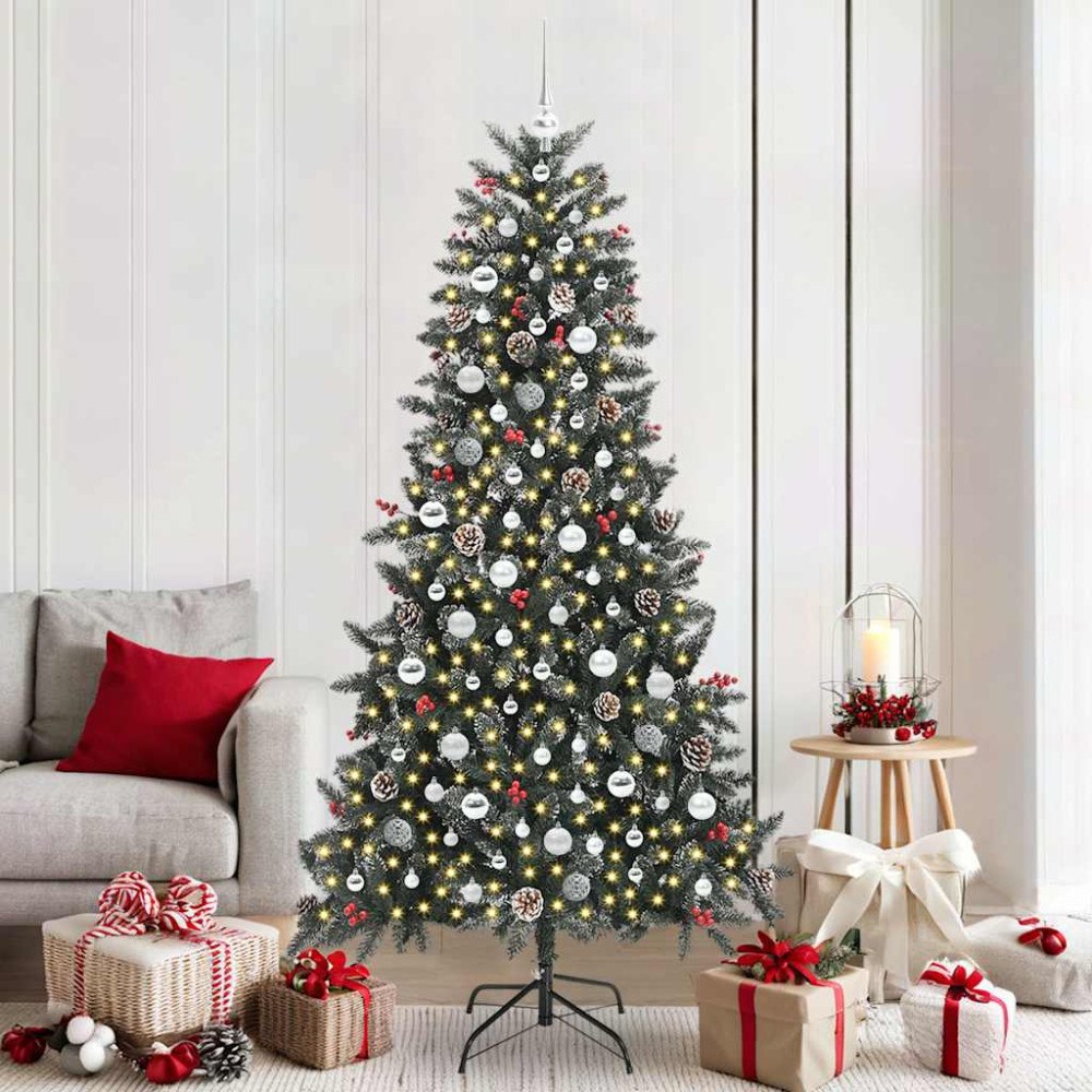 vidaXL Konstgjord julgran med 300 LED-lampor Grön 114 x 114 x 210 cm
