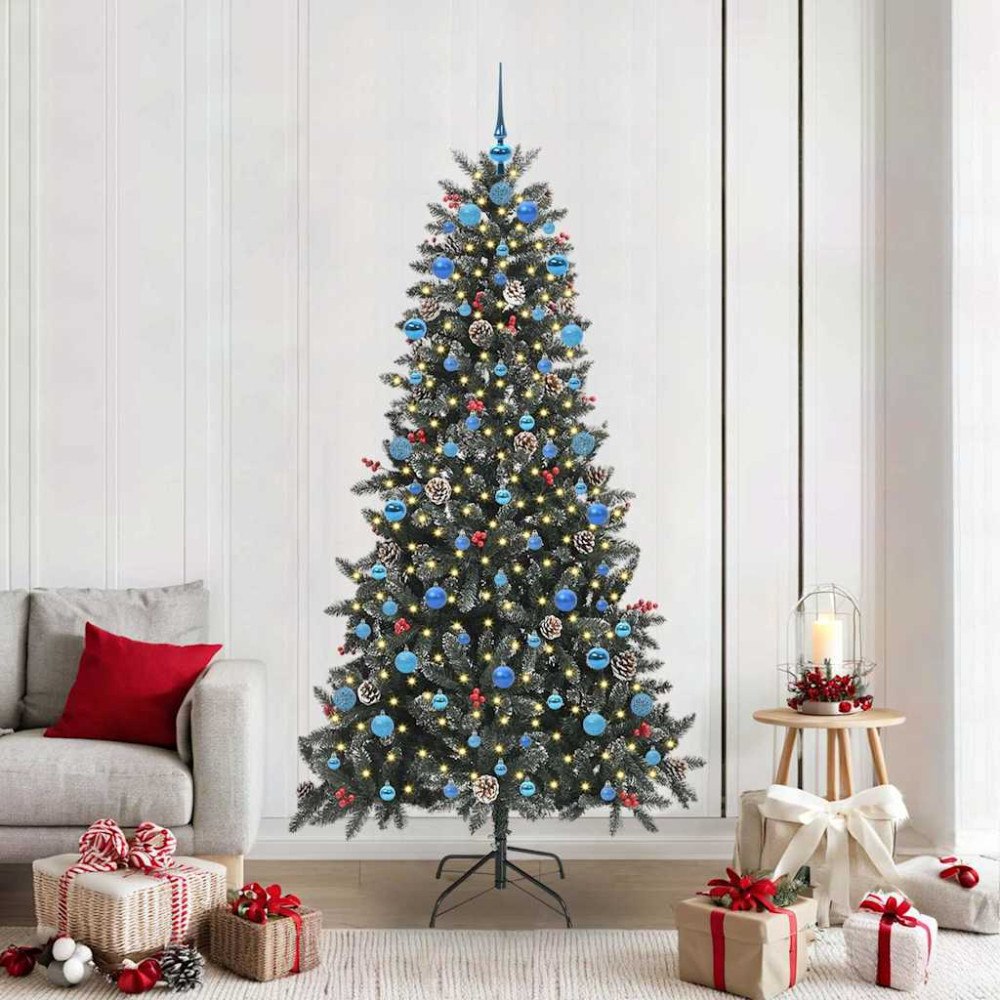 vidaXL Konstgjord julgran med 300 LED-lampor Grön 114 x 114 x 210 cm
